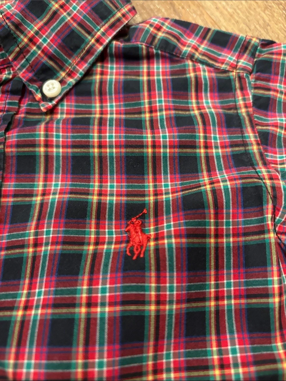 Lot of 2 Ralph Lauren LS Shirts - White/Navy Check & Red/Black Plaid Boys 3T